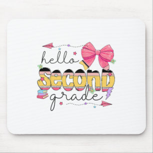 Back To School Hello Second Grade Teacher Coquette Mouse Pad