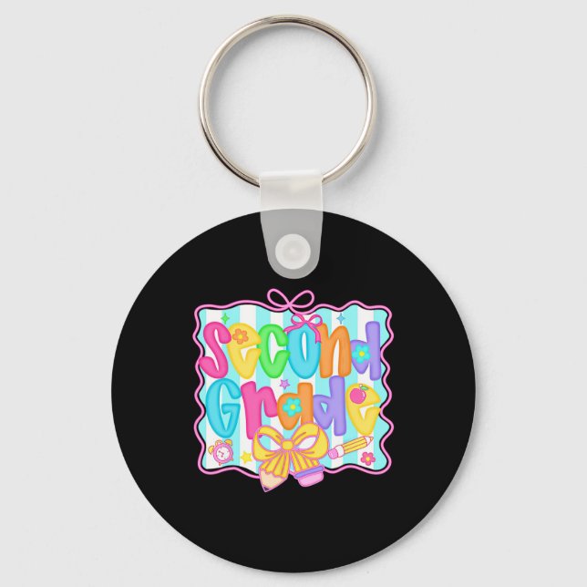 Back To School Hello Second Grade Team 2nd Grade B Keychain (Front)