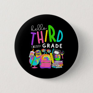 Back To School Hello Third 3rd Grade For Kids Teac 2 Inch Round Button