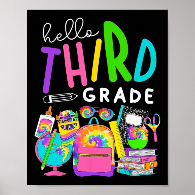 Back To School Hello Third 3rd Grade For Kids Teac Poster (Front)