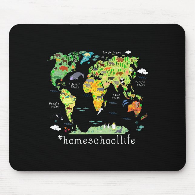 Back To School Homeschool World Map Geography  Mouse Pad (Front)