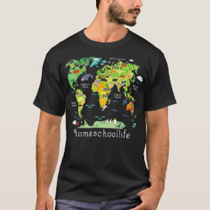 Back To School Homeschool World Map Geography T-Shirt