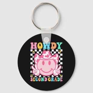 Back To School Howdy Second Grade Cute Cowboy Cowg Keychain
