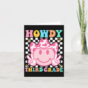 Back To School Howdy Third Grade Western Cowboy Co Card