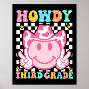 Back To School Howdy Third Grade Western Cowboy Co Poster