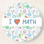 Back to school: "I love math" coaster<br><div class="desc">Back to school: "I love math" coaster with seamless pattern</div>