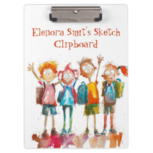 Back To School I Watercolor Kids Clipboard