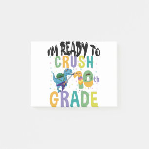 Back To School I'm Ready To Crush 10th Grade Dino Post-it Notes