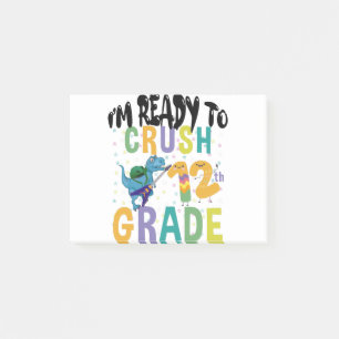 Back To School I'm Ready To Crush 12th Grade Dino Post-it Notes