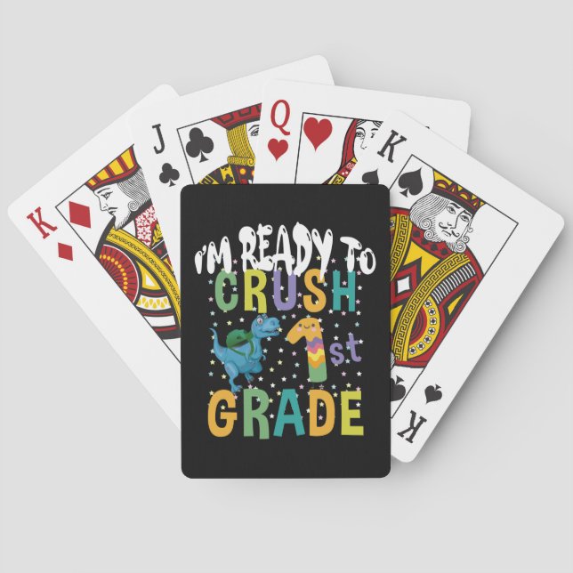 Back To School I'm Ready To Crush 1st Grade Dino Playing Cards (Back)