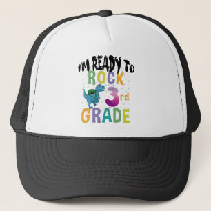 Back To School I'm Ready To Crush 3rd Grade Dino Trucker Hat