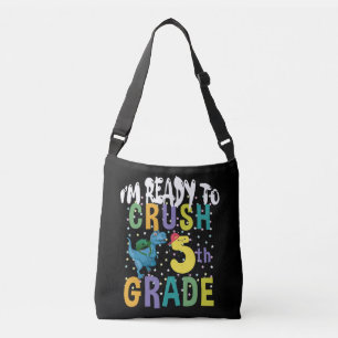 Back To School I'm Ready To Crush 5th Grade Dino Crossbody Bag