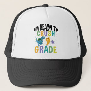 Back To School I'm Ready To Crush 9th Grade Dino Trucker Hat