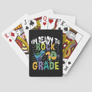 Back To School I'm Ready To Rock 10th Grade Dino Playing Cards