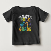 Back To School I'm Ready To Rock 1st Grade Dino