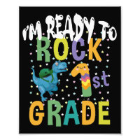 Back To School I'm Ready To Rock 1st Grade Dino