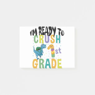 Back To School I'm Ready To Rock 1st Grade Dino Post-it Notes