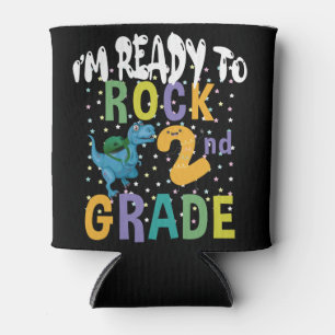 Back To School I'm Ready To Rock 2nd Grade Dino Can Cooler