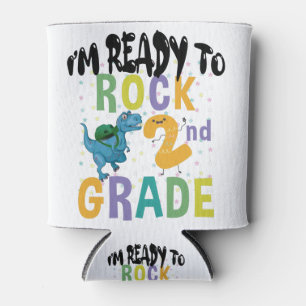 Back To School I'm Ready To Rock 2nd Grade Dino Can Cooler