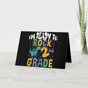 Back To School I'm Ready To Rock 2nd Grade Dino Card