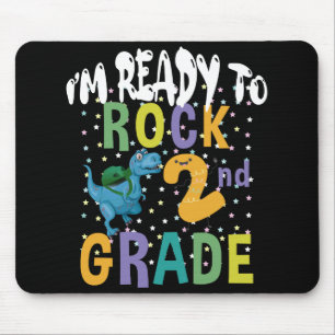 Back To School I'm Ready To Rock 2nd Grade Dino Mouse Pad
