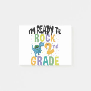 Back To School I'm Ready To Rock 2nd Grade Dino Post-it Notes