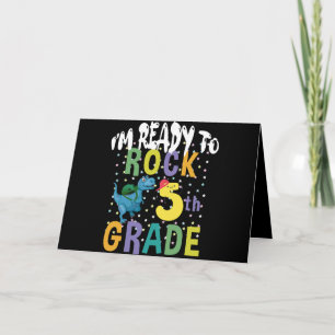 Back To School I'm Ready To Rock 5th Grade Dino Card