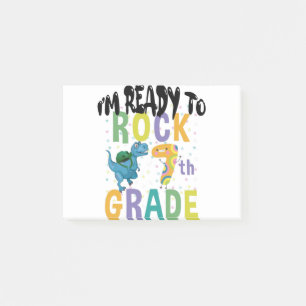 Back To School I'm Ready To Rock 7th Grade Dino Post-it Notes