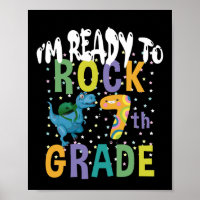 Back To School I'm Ready To Rock 7th Grade Dino