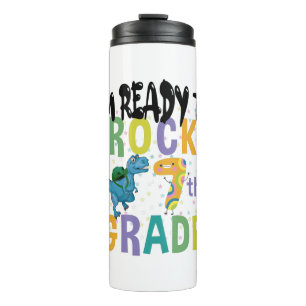 Back To School I'm Ready To Rock 7th Grade Dino Thermal Tumbler