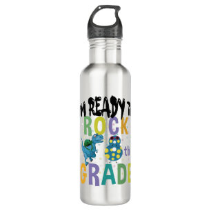 Back To School I'm Ready To Rock 8th Grade Dino 710 Ml Water Bottle