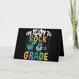 Back To School I'm Ready To Rock 8th Grade Dino Card