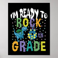 Back To School I'm Ready To Rock 8th Grade Dino