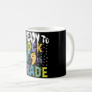 Back To School I'm Ready To Rock 9th Grade Dino Coffee Mug