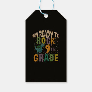 Back To School I'm Ready To Rock 9th Grade Dino Gift Tags