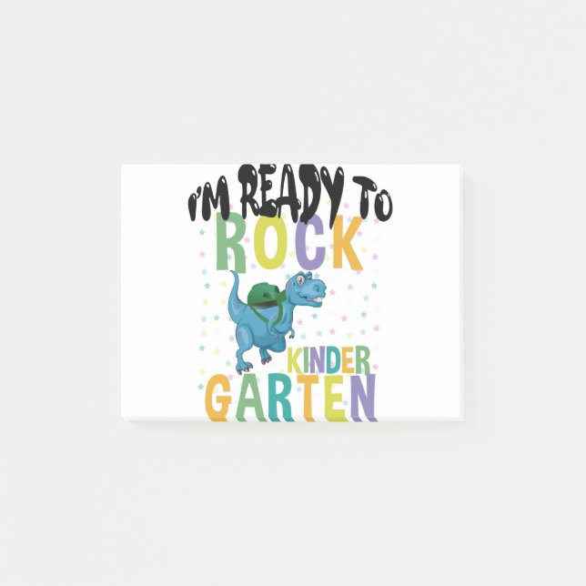 Back To School I'm Ready To Rock Pre-K Dinosaur Post-it Notes (Front)