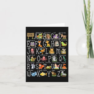 Back To School Kids Cute Animals A-z Alphabet Abcs Card