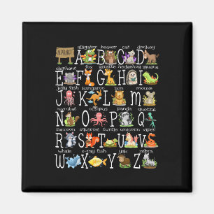 Back To School Kids Cute Animals A-z Alphabet Abcs Magnet