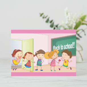 Back to School Kids Happy Children Learning Invitation