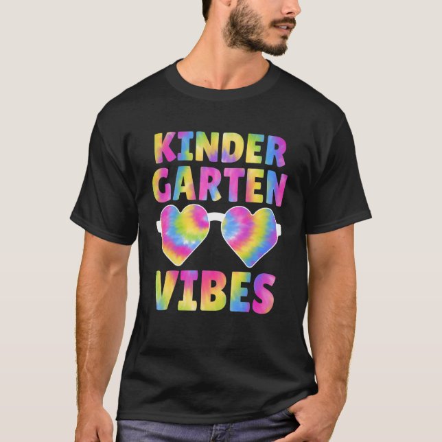 Back To School Kinder Kindergarten Vibes Tie Dye F T-Shirt (Front)