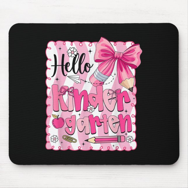 Back To School Kindergarten Coquette Pencil Bow Gi Mouse Pad (Front)