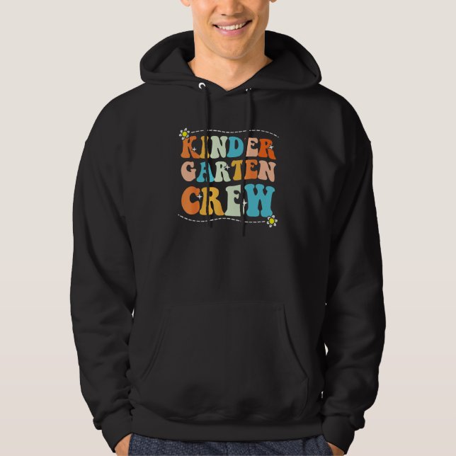 Back To School Kindergarten Crew Groovy Retro Teac Hoodie (Front)