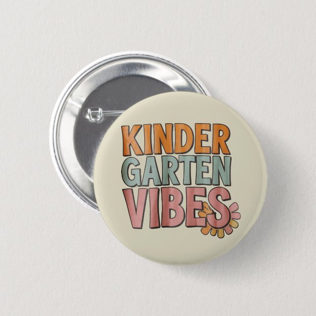 Back to School Kindergarten Pre K First Grade  2 Inch Round Button (Front & Back)