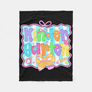 Back To School Kindergarten Teacher Coquette Prepp Fleece Blanket