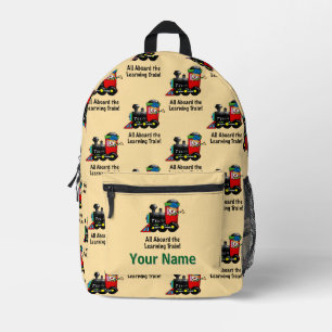 Back to School Learning Train (add name) Printed Backpack