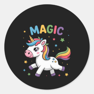 Back To School Magic Cute Unicorn Kids Classic Round Sticker