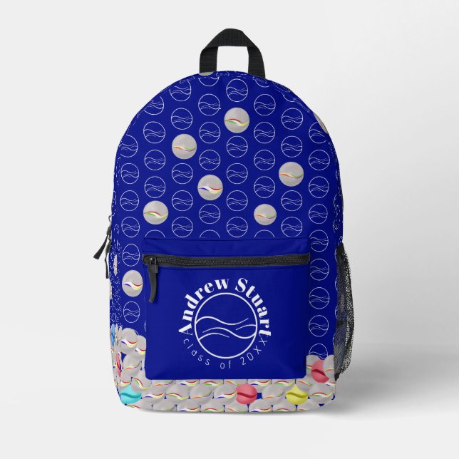 Back to School Marbles Blue Print Cut Sew Bag (Front)