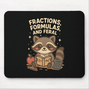 Back To School Math Teacher Raccoon Fractions Form Mouse Pad