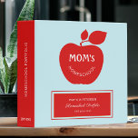 Back to school mom teacher homeschool  binder<br><div class="desc">Custom colourful homeschool portfolio organizer binder featuring a red apple shape with mom's homeschool logo (changeable text) and a label over a light blue background.            Easy to customize with name,  title,  and school year on the front side and spine.</div>