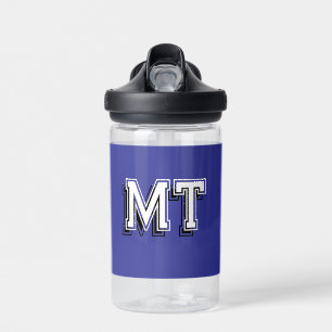 Back to School Monogrammed Initial Boy Blue Water Bottle